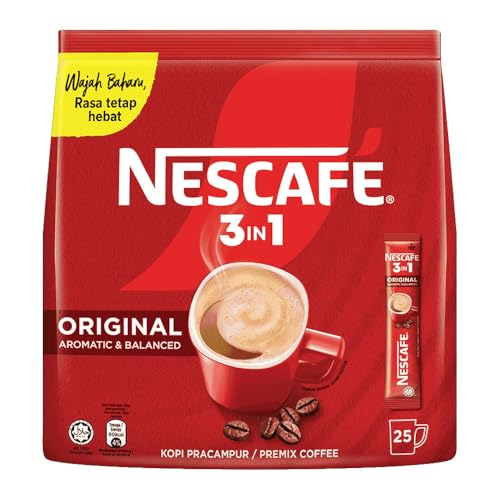 Image of Nescafe 3 In 1 Instant Coffee Sticks Original - Best Asian Coffee Imported From Malaysia- Bag, 18 Gram