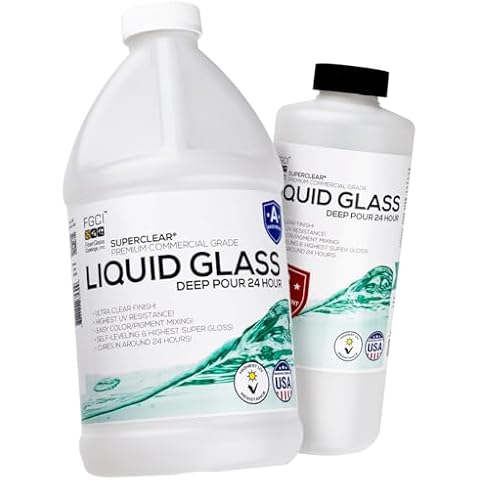 24 Hour Deep Pour Epoxy Resin .75 Gallon / 96 oz Kit, Liquid Glass Clear, Fast Cure, Casting Resin, Bubble Free, DIY Thick Pour, Heat Resistant, Charcuterie Boards, Serving Trays & Resin Coasters Cover