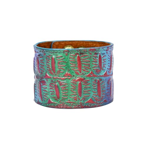 Anuschka Lederarmband für Frauen, Handbemalt, Größenverstellbar - Embossed Daydream