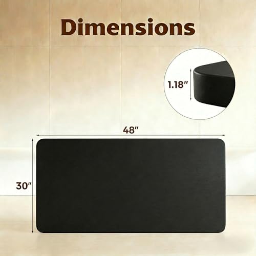 Marsail Whole Table Top, 48\" x 30\" Inch One-Piece Standing Desk Top, 6\" Extra Wide,1.18\" Thick Rectangular Black Wood Board for Height Adjustable Desk & Home Office