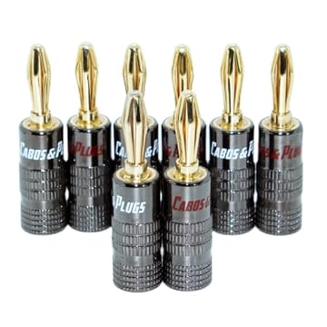 Cabos & Plugs, Pack de Conectores Banana Plugue para Caixas de Som, Speakers, Alto Falantes, Cabo de Caixa Home Theater (8, Cinza Escuro)