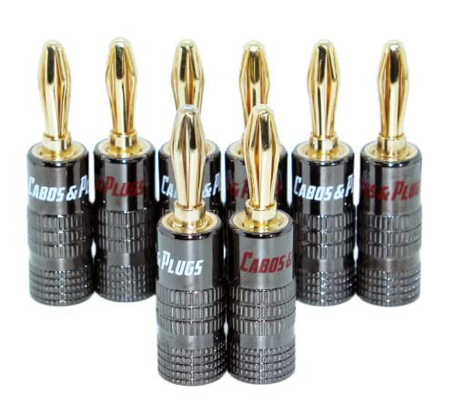 Cabos & Plugs, Pack de Conectores Banana Plugue para Caixas de Som, Speakers, Alto Falantes, Cabo de Caixa Home Theater (8, Cinza Escuro)