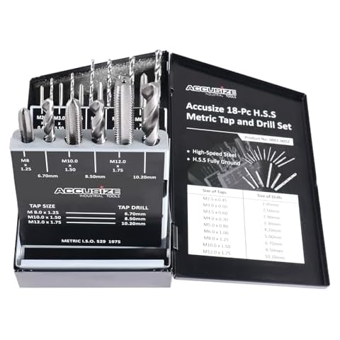 Accusize Industrial Tools 18 Pc Hss Tap and Drill Set, Metric, 0001-0052 Cover