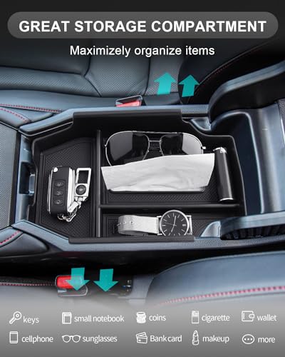 Image of CDEFG for 2023-2025 2026 Honda Accord Center Console Organizer with Tissue Dispenser Slot 2025 2026 Accord Hybrid Accessories Armrest Tray Storage Box(Included Tissue Pack)
