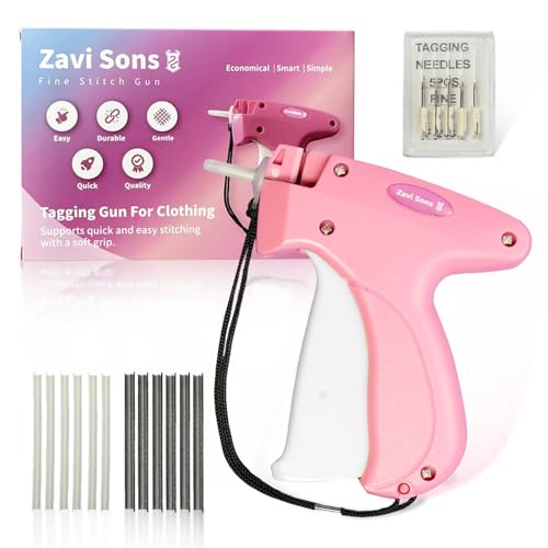 ZAVI SONS Stitch Gun for Clothes, Tagging Tool for Clothing, Quick Stitch Sewing Tool, Sticky Hemming Strip, Includes 6 Fine Needles, 1000 White and 1000 Black Sharpeners.