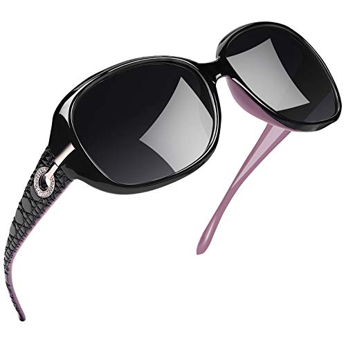 Preisvergleich Produktbild Joopin Mode Groß Sonnenbrille Damen, Klassisch übergroße Frauen Sonnenbrille Polarisierte U9045 (schwarz lila)