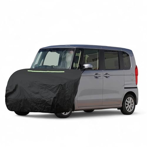 X AUTOHAUX フロントカバー ボンネットカバー 軽自動車Sサイズ ヘッドライト黄ばみ防止 保護 uvカット 雹対策 蛍光反射 防風ロープ付き ブラック 長さ141cm