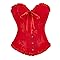 lcziwo Corset Bodysuit Lace Corset Top for Women Overbust Shapewear Lingerie Bustier Vintage Floral Bodyshaper Red