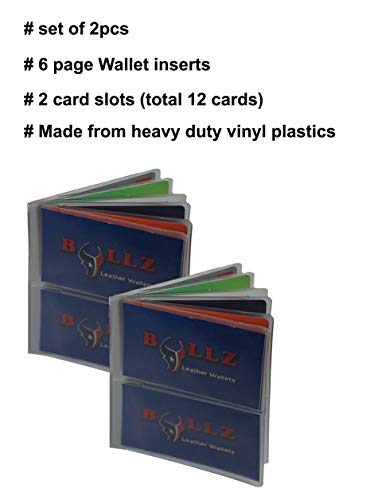 Set of 2 Heavy Duty Vinyl 6 Pages Hipster Wallet Inserts for Mens Wallets MADE IN USA2