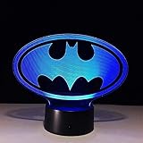 Batman 3D Night Light Optical Illusion Lampe LED Control remoto de luz que cambia de color colorido e interruptor táctil para regalos de cumpleaños y regalos navideños