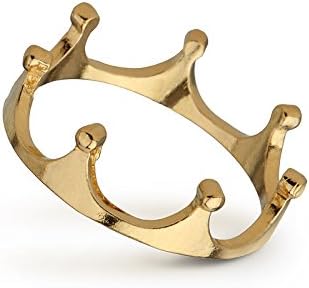Princess Crown Ring Gold 14k Solid Yellow Gold King Crown Shaped Jewelry