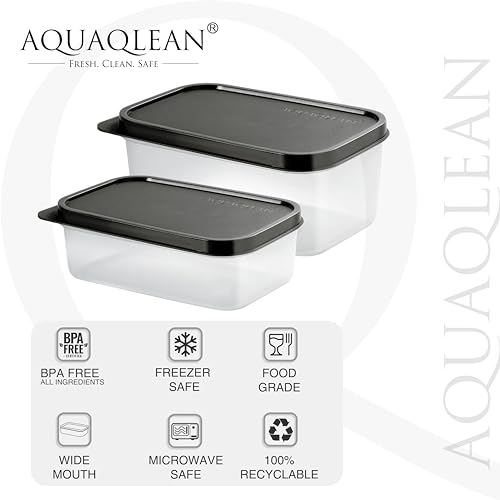 Image of Plastic Storage Food Containers with Lid Set of 6 (3x350ml & 3x250ml) Black,BPA Free Food Grade Plastic Container,Microwave & Dishwasher Safe,Airtight Leak Proof,Lunch box for office