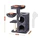 FEANDREA Multi-Level Cat Tree with Feeder Bowl, Sisal-Covered Scratching Posts, Dual Condo, Activity Centre Cat Tower Furniture, Smoky Grey UPCT57G