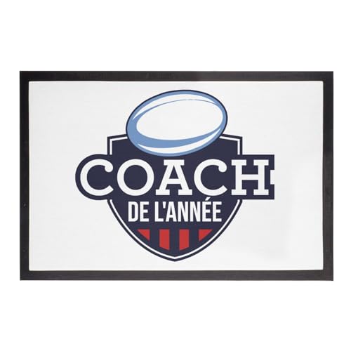 Paillasson rugby blanc de sport tapis de sol extérieur abrité 60x40cm - 2