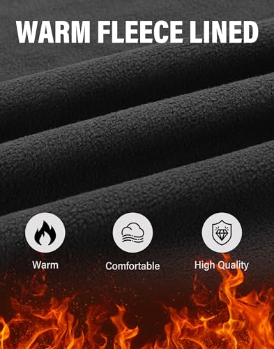 Pioneer Camp Herren Wanderhose Gefüttert Fleece-Hose Trekking Wasserabweisend Winterhose Outdoorhose mit 3 Reißverschluss Taschen Schwarz Größe:L
