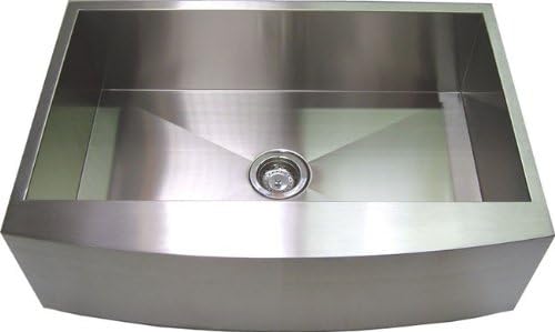 36 Inch Stainless Steel Single Bowl Curved Front Farmhouse Apron Kitchen Sink 16 Gauge