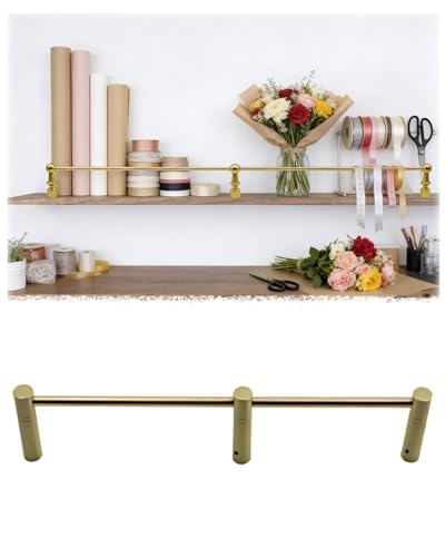 Barres de Protection pour étagères, faciles à Installer, en Laiton, pour placards et penderies. Kit de barrière Tubulaire Durable (Style B, 112 cm).