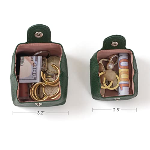 Image of Cockatoo Genuine Leather Coin Pouch Change Holder, Mini Snap Pocket Wallet for Men Women (Hills, Large)
