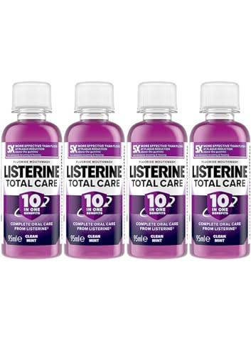 4 enjuague bucal de cuidado total Listerine 10 en 1, 95 ml, tamaño de viaje