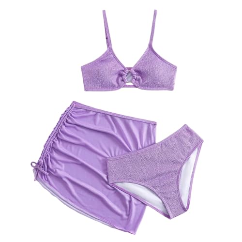 Maillot de bain fille 3 pièces anti-UV avec shorty et jupe