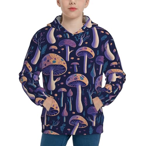 Floral Hippie Mushrooms Kid Hoodies Boys Sweatshirts Girls Pullover with Pocket