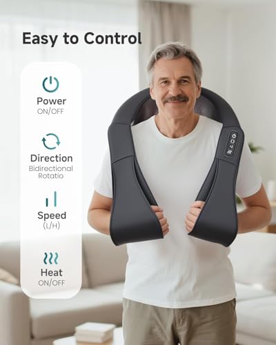 Image of Snailax Shiatsu Back Neck Massager with Heat, Neck Shoulder Massager, Deep Kneading Massager Gifts for Mom, Dad, Mothers Day,Gifts Presents for Her,Him