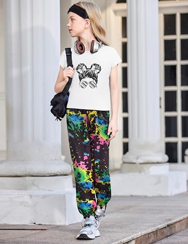 Image of Arshiner Girls Clothes 2 Piece Summer Outfits Drop Shoulder Top Pullover Sweatpants Jogger Set Sweatsuits Tracksuits 6-14Y