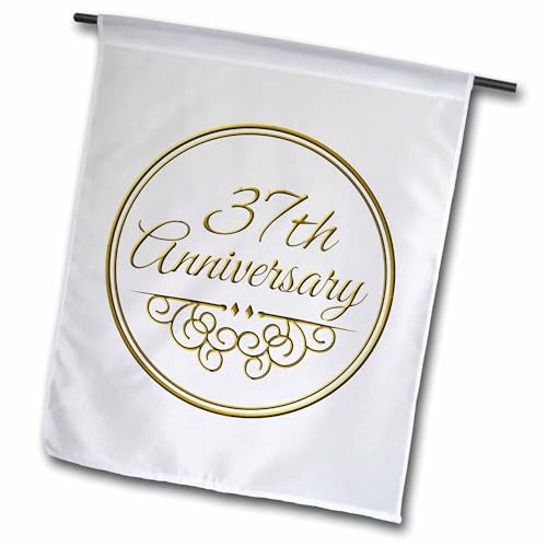3dRose Gift For 37th Anniversary - Gold Text 12 x 18 inch Garden Flag