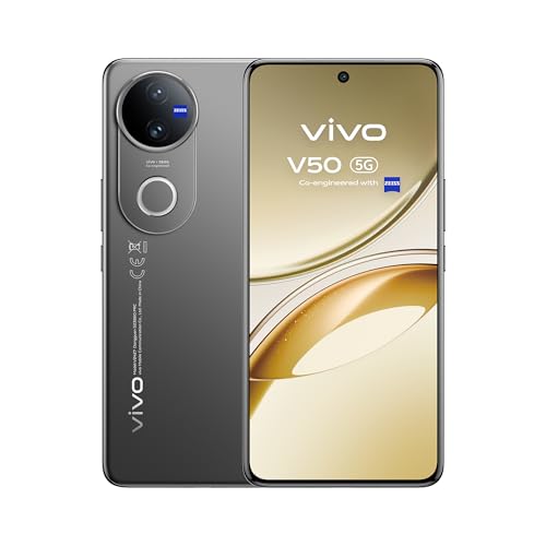 VIVO V50 5G, Smartphone 12+12 GB RAM + 512GB, Cámara Profesional ZEISS 50+50 MP, 6000mAh, Cámara vídeo 4K, FlashCharge 90W, Pantalla AMOLED 6.77, IP69 Frente a Polvo y Agua, Móvil Android 15