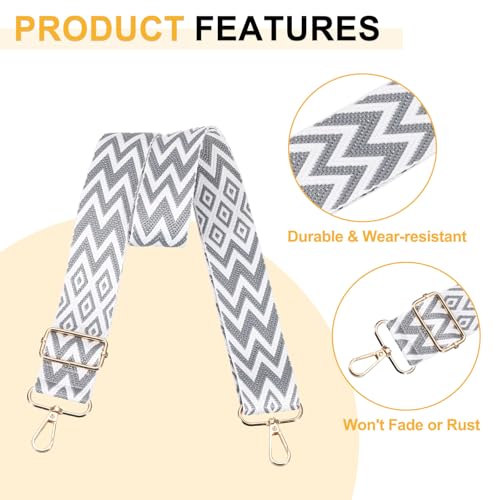 Image of PATIKIL 55in Purse Straps Replacement Crossbody, Bag Straps Crossbody Universal Adjustable Canvas Bohemian for Purses Handbags Guitar, Gray