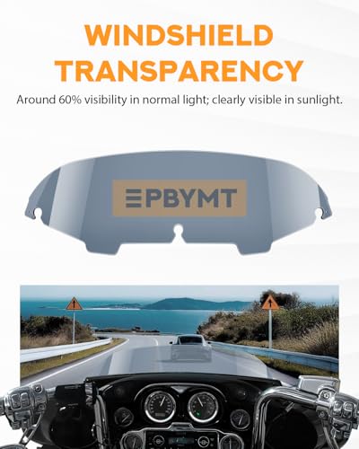 Image of PBYMT 5 inch Windshield Windscreen Compatible for 96-13 Harley Davidson Touring Street Glide Electra Glide FLHT FLHTCU Ultra Classic Glide FLHX FLHTK Tri Glide 1996-2013, Tint