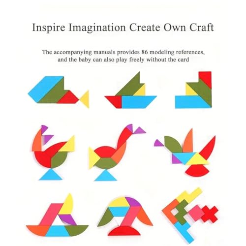 Image of PLUSPOINT Wooden Puzzle 68 Pattern Shape Blocks with 8 Activity Cards Montessori Educational Learning Toy Game,Geometric Shape Blocks Pattern (Geometric Puzzle)