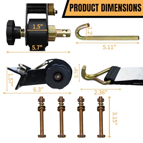 Image of Ratchet Straps for Ladder Rack - 1.4 inch Black Square Tube Mount with Double J-Hook (4 Pack) - 1.5 inch x 7.5' Heavy Duty Tie Down Straps,500 lbs Capacity for Roof Rack,Truck,Cargo Security