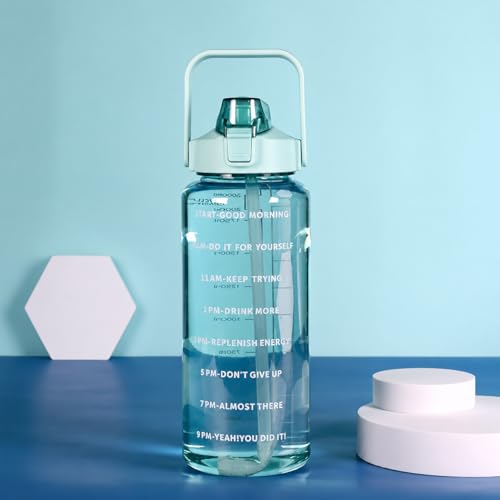 Image of Transparent Water Bottle 2000ML with Motivational Time Marker | Leak Proof&Break-Proof 2 litre water bottle | Best Usage For Office /School /Gym /Travel Water Bottle
