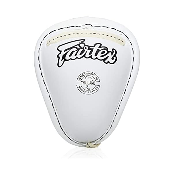 Fairtex-GC2-Muay-Thai-Steel-Cups-for-Muay-Thai-Kick-Boxing-MMA Fairtex Muay Thai GC2 Groin Steep Cup for Combat Sports | Muay Thai & Kickboxing Groin Protection for Men, Youth, & Boys Stainless Steel & Adjustable Fit (Medium-White)