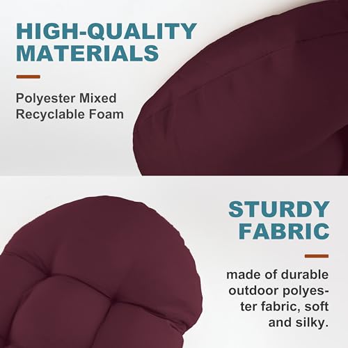 Image of Adirondack Chair Cushion, Rocking Chair Cushion 44x19.4x4 inch, High Back Patio Cushions of Upper and Lower with Ties, Sunscreen and Fade-Resistant (Beaujolais, 2)