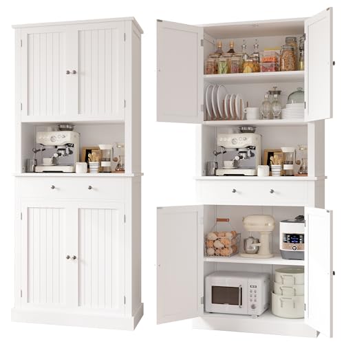 Apicizon 71’’ Tall Kitchen Pantry Storage Cabinet, Modern Kitchen Hutch