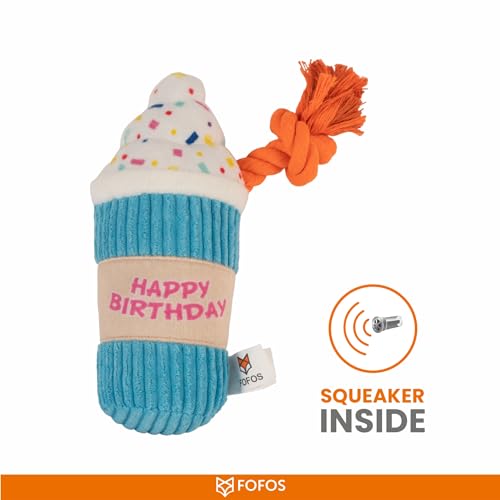 Image of BarkButler x Fofos Birthday Drink Plush - Soft & Squeaky Toys for Dogs, Dog Toys for Medium Dogs (0-20kgs) - Multicoloured