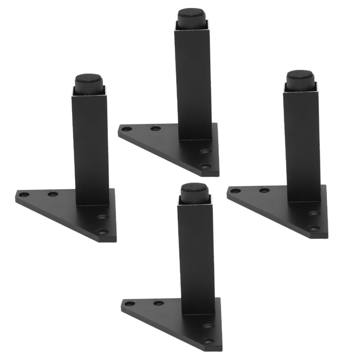 Soportes de aluminio negro mate con base regulable para patas de sofás modernos