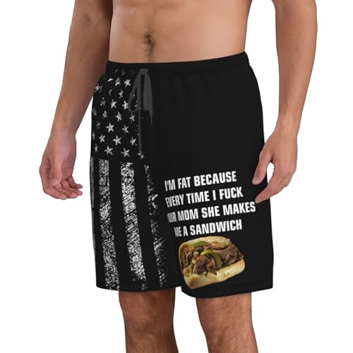 I’m Fat Because Every Time I Fuck Your Mom She Makes Me A Sandwich Gifts Men's Swim Trunks Bathing Suit Board Shorts2