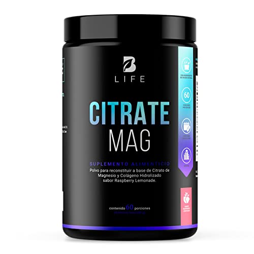 Vitamínicos, Citrato de Magnesio en Polvo 600 g. Sabor Raspberry Lemonade. Ingredientes naturales. Citrate Mag B Life.