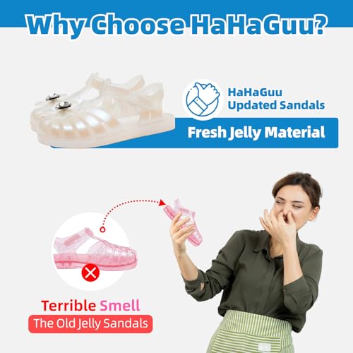 Jelly Sandals For Toddler Girls Closed Toe Waterproof Bow Flat Shoes For Little Kids Big Girl Random Pack Blind Box Pearly White Or Glitter Transparent Color4
