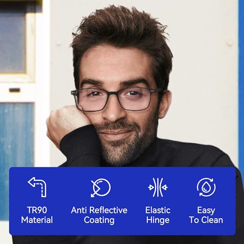 Image of BLUEMOKY Reading Glasses for Women Men, Blue Light Blocking Glasses 2 Pack, Computer Readers, Spring Hinge