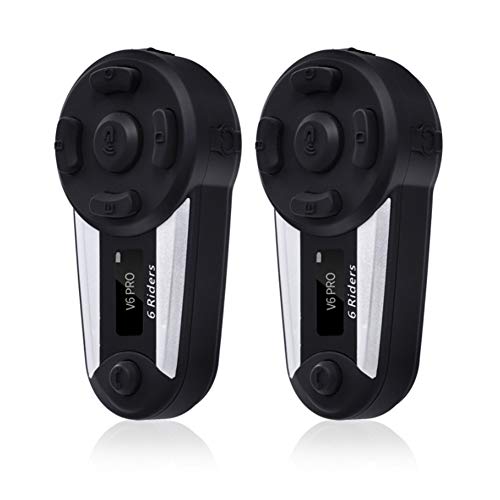 QSPORTPEAK T20S Casque Bluetooth pour Casque de Moto Interphone Interphone,Duplex intégral Interphone sans Fil pour Motocyclette Connectez jusqu'à 6 Coureurs, Radio FM/GPS/Écran LCD/ 1200M (2 Pack)