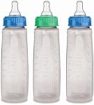 Gerber First Essential Clear View Plastic Nurser With Latex Nipple, BPA Free, Assorted Colors, 3 Pack