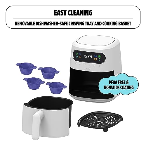 CRUX x Marshmello 3.0 QT Digital Air Fryer with TurboCrisp Technology, Touch Screen Temperature Control, Timer and Auto Shut-off, Fully Programmable, Silicone Cupcake Molds Included, White image 4