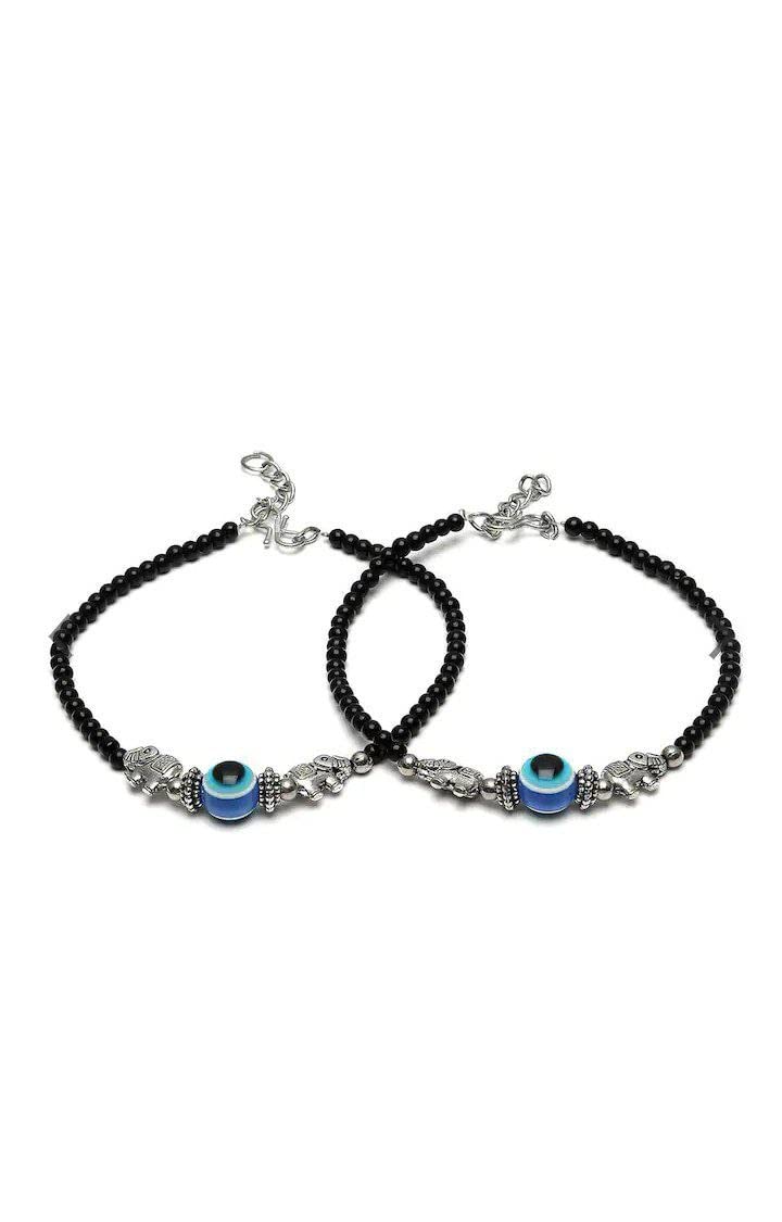 AGASTYA Stylish Womens Elephant Evil Eye Anklet with Oxidised Beads/Nazariya Anklet (Pair of 2) (B0C1728586) Amazon Price History, Amazon Price Tracker