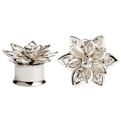 KUBOOZ Fashion Colorful Dream Flower Elegant Ear Plugs Tunnels Gauges Stretcher Piercings Jewelry2