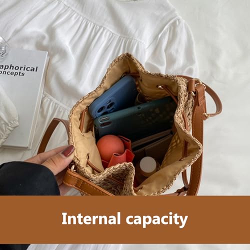 Shoulder Bag, Woven Handbag Women Summer Beach Bag Crochet Handbag Ladies Straw Bag for Holiday Travel Essentials Khaki2