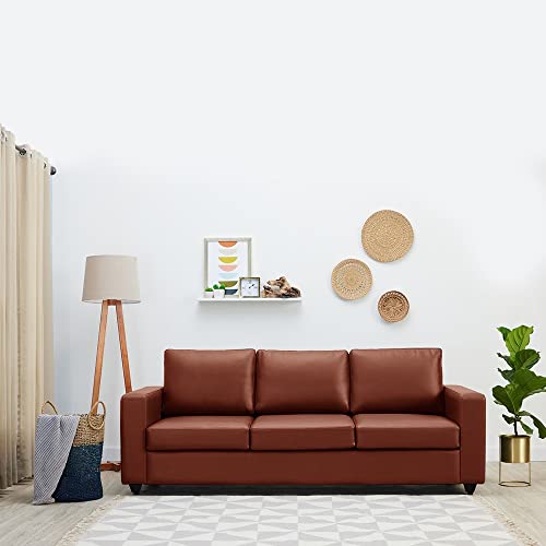 Image of Wakefit 1 Seater Tan Leatherette Sofa for Living Room | 3 Year Warranty | 34kg, 90.9cm x 85cm x 85.3cm